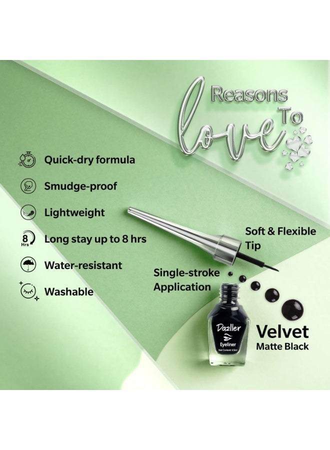 دازلير محدد عيون دازلر، 6.5 مل (مجموعة من 3)، أسود، مخملي مطفي، قابل للغسل، مقاوم للماء، مقاوم للتلطخ - Image 2